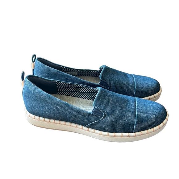 Clarks Step Cali Coast Denim Blue Slip On Loafers Comfort Casual Shoes - Picture 2 of 7